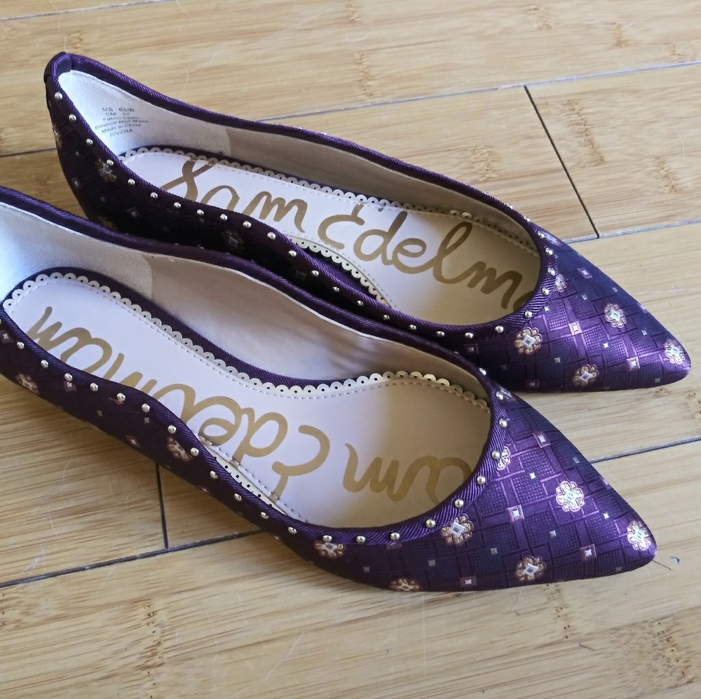 Sam Edelman Pointed Flats Purple Geometric Size 5